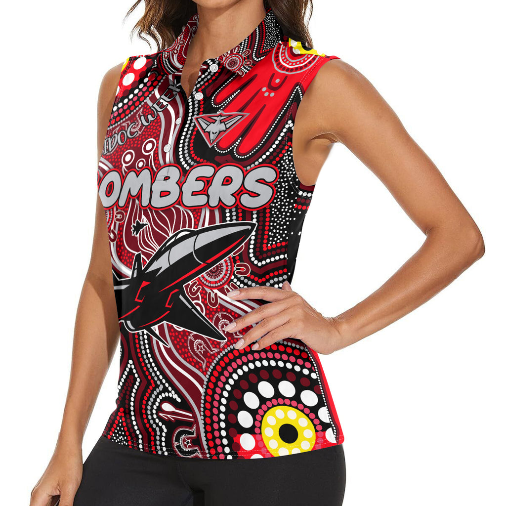 Personalised NAIDOC Week 2024 Essendon Bombers Women Sleeveless Polo Shirt Australian Aboriginal Hand Painting