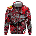 Personalised NAIDOC Week 2024 Essendon Bombers Zip Hoodie Australian Aboriginal Hand Painting