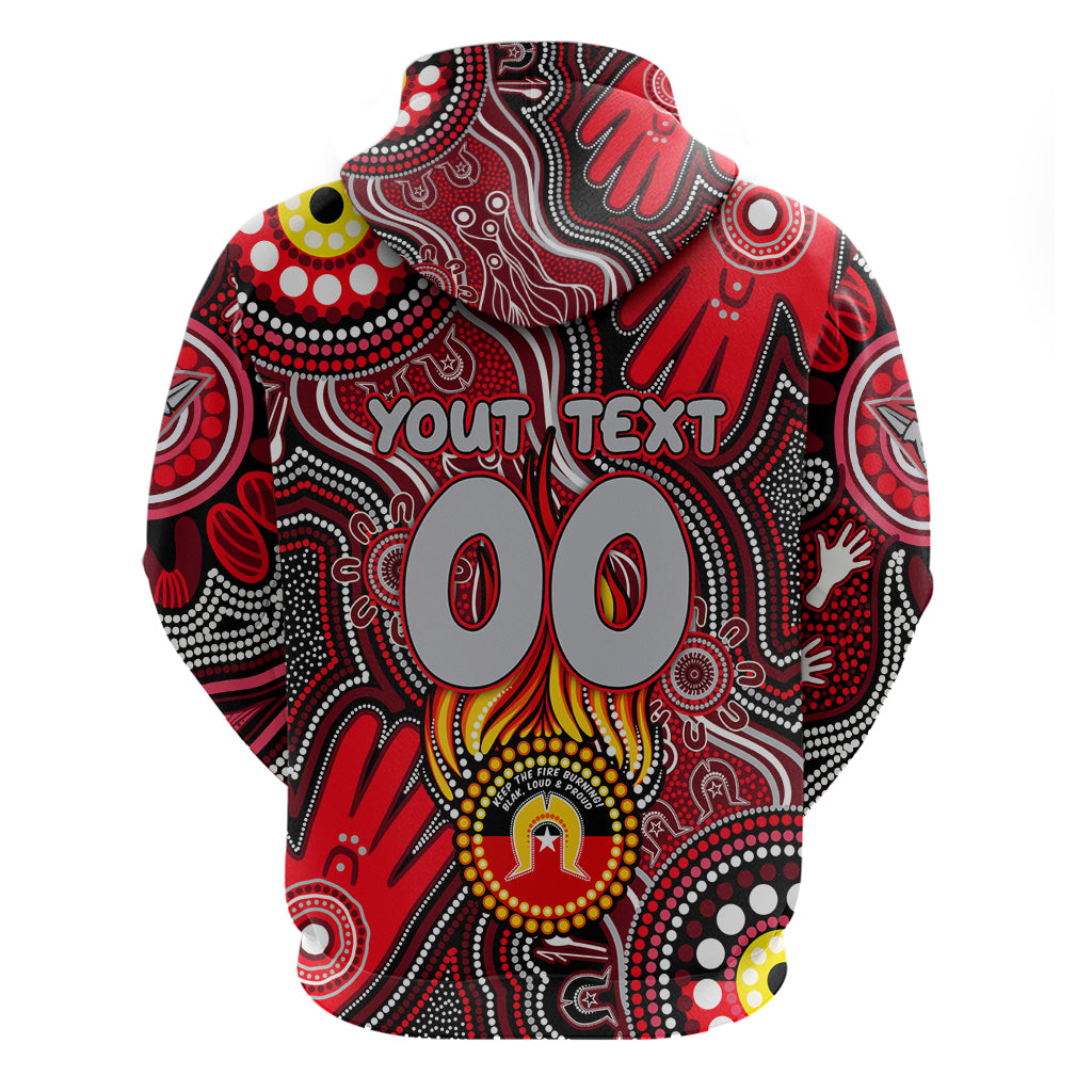 Personalised NAIDOC Week 2024 Essendon Bombers Zip Hoodie Australian Aboriginal Hand Painting