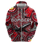 Personalised NAIDOC Week 2024 Essendon Bombers Zip Hoodie Australian Aboriginal Hand Painting
