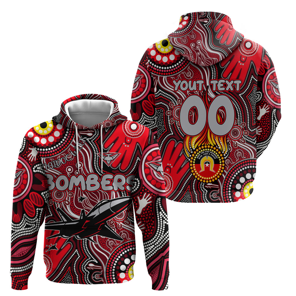 Personalised NAIDOC Week 2024 Essendon Bombers Zip Hoodie Australian Aboriginal Hand Painting