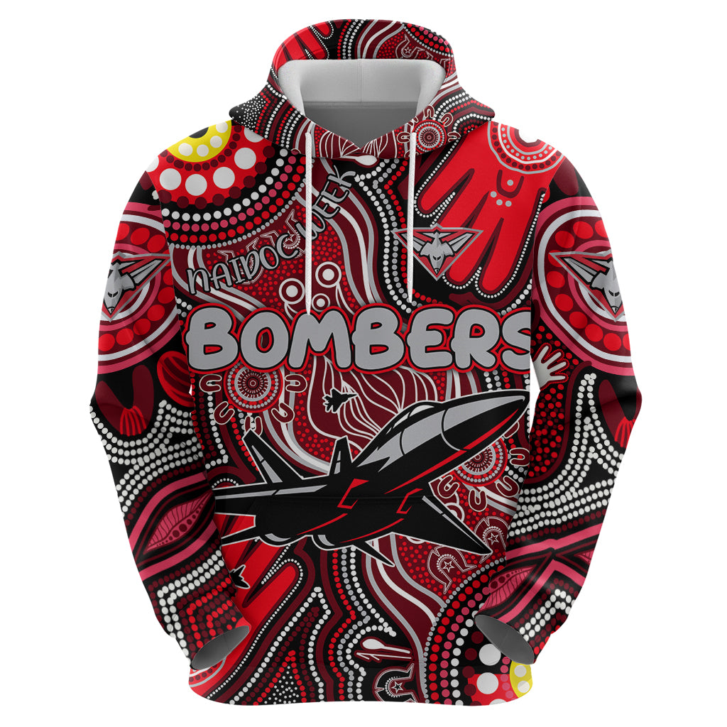 Personalised NAIDOC Week 2024 Essendon Bombers Zip Hoodie Australian Aboriginal Hand Painting