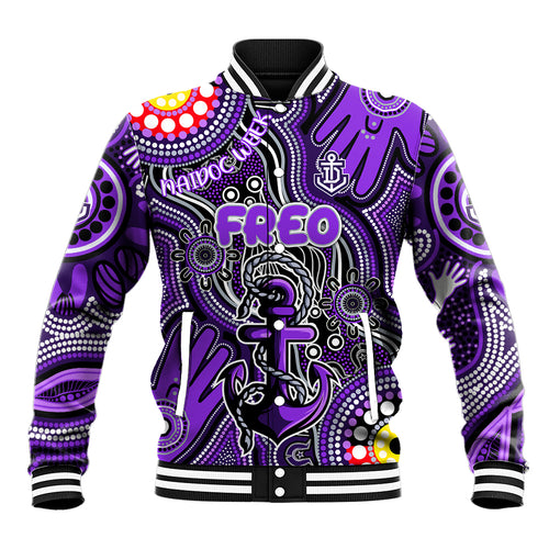 Personalised NAIDOC Week 2024 Fremantle Dockers Freo Baseball Jacket Australian Aboriginal Hand Painting