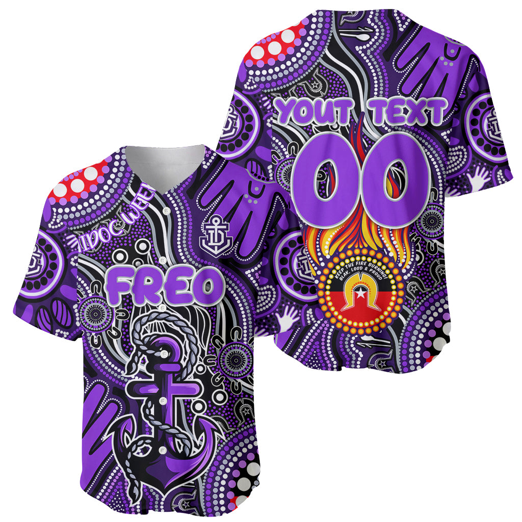Personalised NAIDOC Week 2024 Fremantle Dockers Freo Baseball Jersey Australian Aboriginal Hand Painting