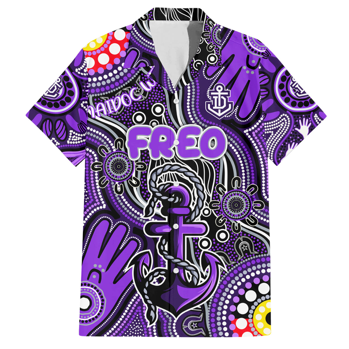 Personalised NAIDOC Week 2024 Fremantle Dockers Freo Hawaiian Shirt Australian Aboriginal Hand Painting
