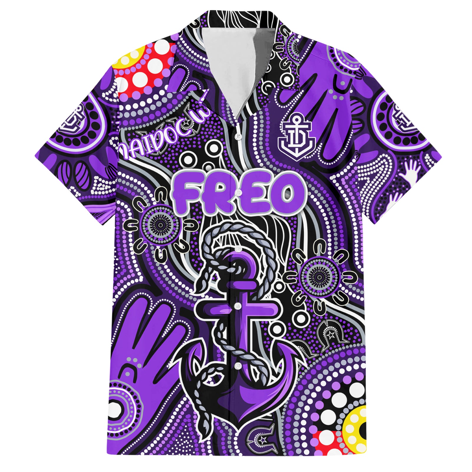 Personalised NAIDOC Week 2024 Fremantle Dockers Freo Hawaiian Shirt Australian Aboriginal Hand Painting