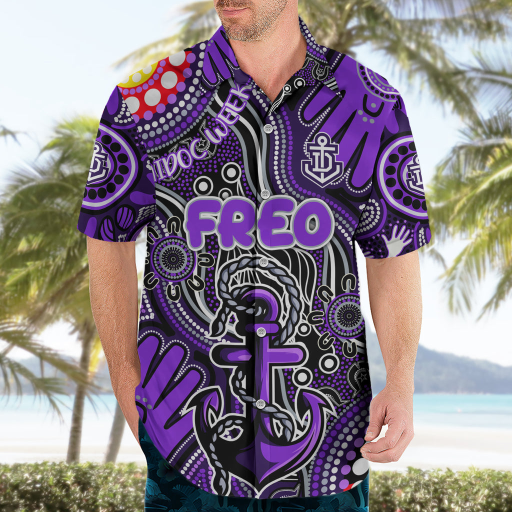 Personalised NAIDOC Week 2024 Fremantle Dockers Freo Hawaiian Shirt Australian Aboriginal Hand Painting