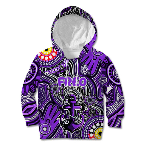 Personalised NAIDOC Week 2024 Fremantle Dockers Freo Kid Hoodie Australian Aboriginal Hand Painting