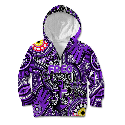 Personalised NAIDOC Week 2024 Fremantle Dockers Freo Kid Hoodie Australian Aboriginal Hand Painting