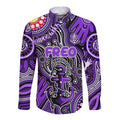 Personalised NAIDOC Week 2024 Fremantle Dockers Freo Long Sleeve Button Shirt Australian Aboriginal Hand Painting