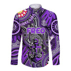 Personalised NAIDOC Week 2024 Fremantle Dockers Freo Long Sleeve Button Shirt Australian Aboriginal Hand Painting