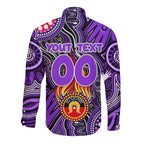 Personalised NAIDOC Week 2024 Fremantle Dockers Freo Long Sleeve Button Shirt Australian Aboriginal Hand Painting