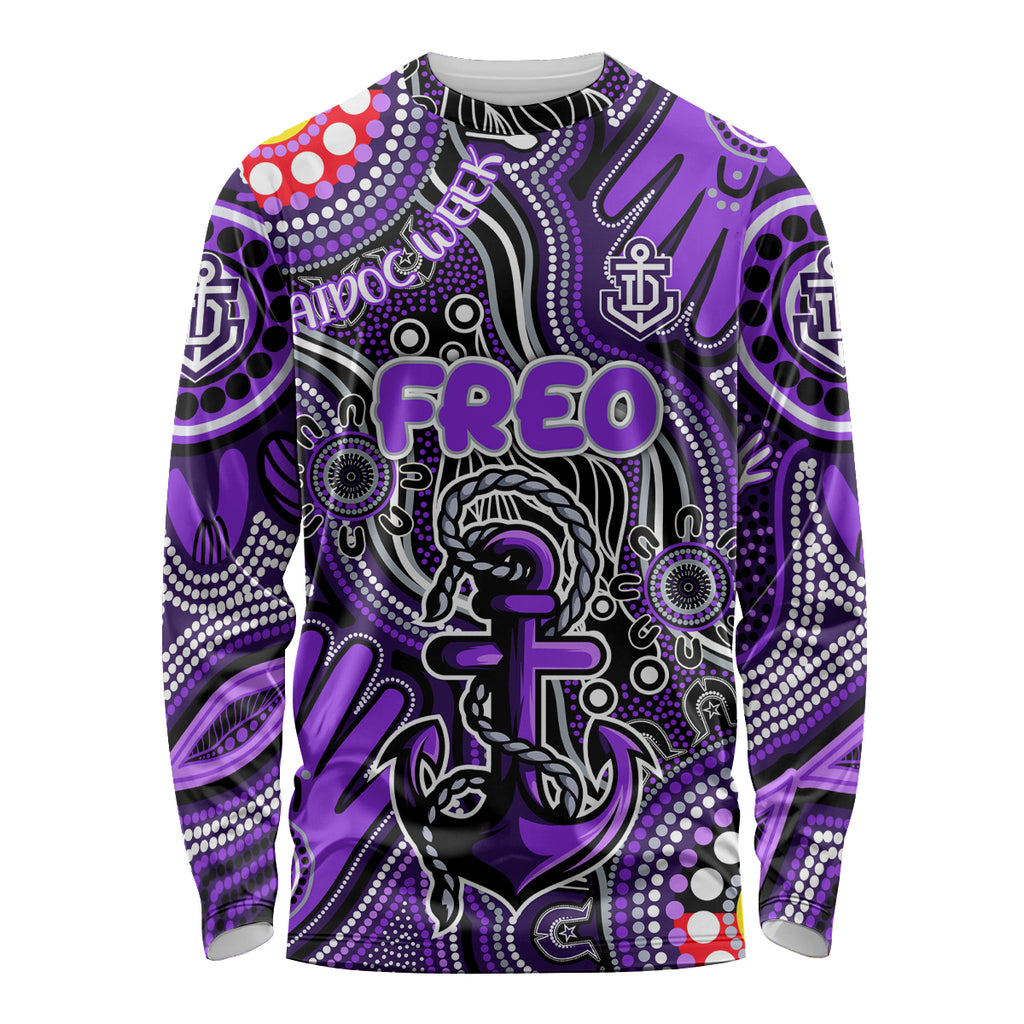 Personalised NAIDOC Week 2024 Fremantle Dockers Freo Long Sleeve Shirt Australian Aboriginal Hand Painting
