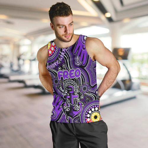 Personalised NAIDOC Week 2024 Fremantle Dockers Freo Men Tank Top Australian Aboriginal Hand Painting