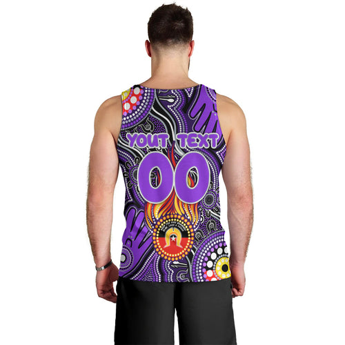 Personalised NAIDOC Week 2024 Fremantle Dockers Freo Men Tank Top Australian Aboriginal Hand Painting