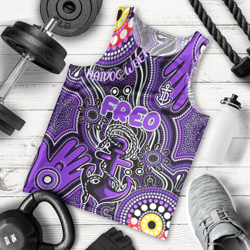 Personalised NAIDOC Week 2024 Fremantle Dockers Freo Men Tank Top Australian Aboriginal Hand Painting