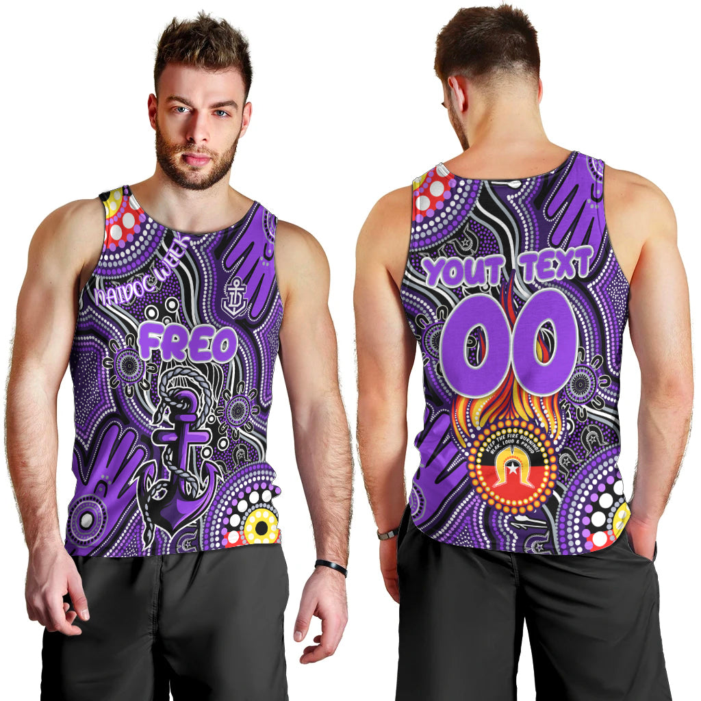 Personalised NAIDOC Week 2024 Fremantle Dockers Freo Men Tank Top Australian Aboriginal Hand Painting