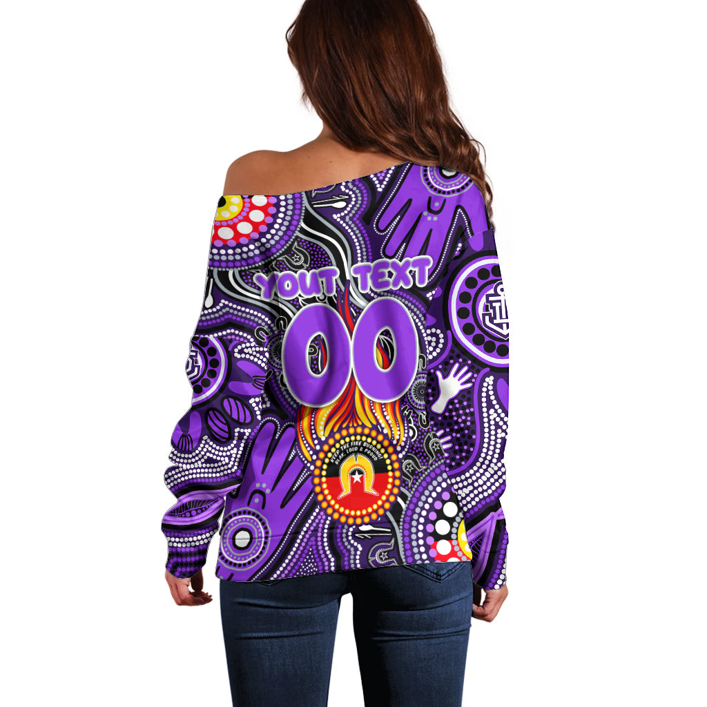 Personalised NAIDOC Week 2024 Fremantle Dockers Freo Off Shoulder Sweater Australian Aboriginal Hand Painting