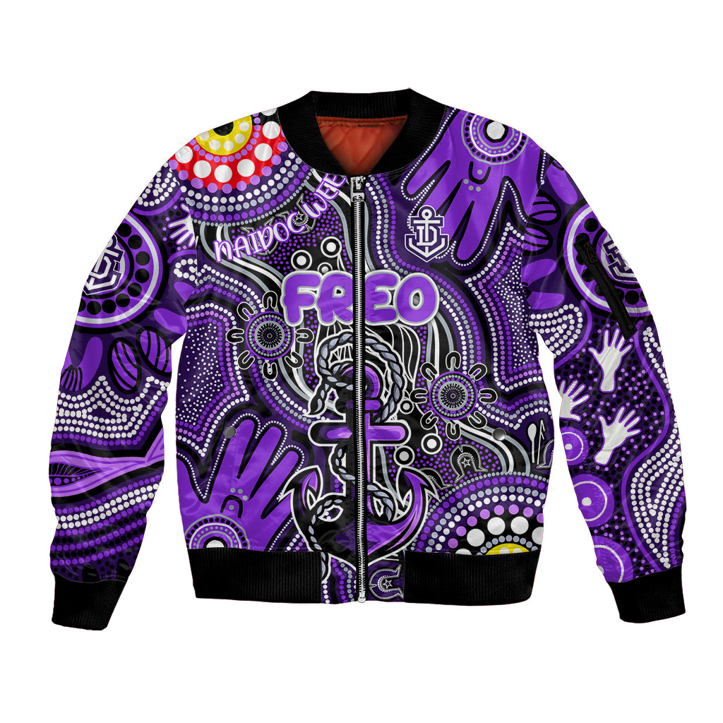Personalised NAIDOC Week 2024 Fremantle Dockers Freo Sleeve Zip Bomber Jacket Australian Aboriginal Hand Painting