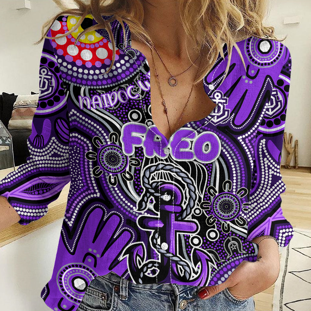 Personalised NAIDOC Week 2024 Fremantle Dockers Freo Women Casual Shirt Australian Aboriginal Hand Painting