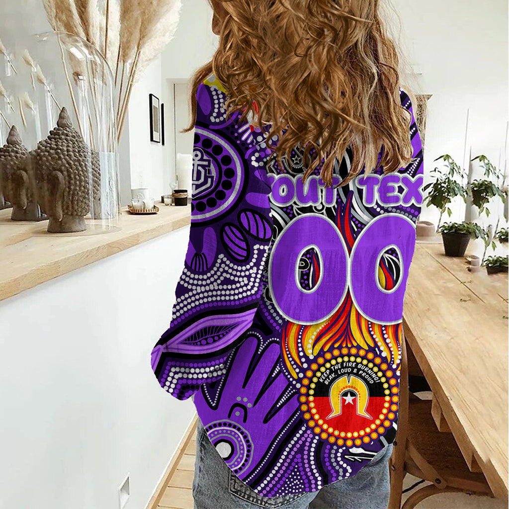 Personalised NAIDOC Week 2024 Fremantle Dockers Freo Women Casual Shirt Australian Aboriginal Hand Painting