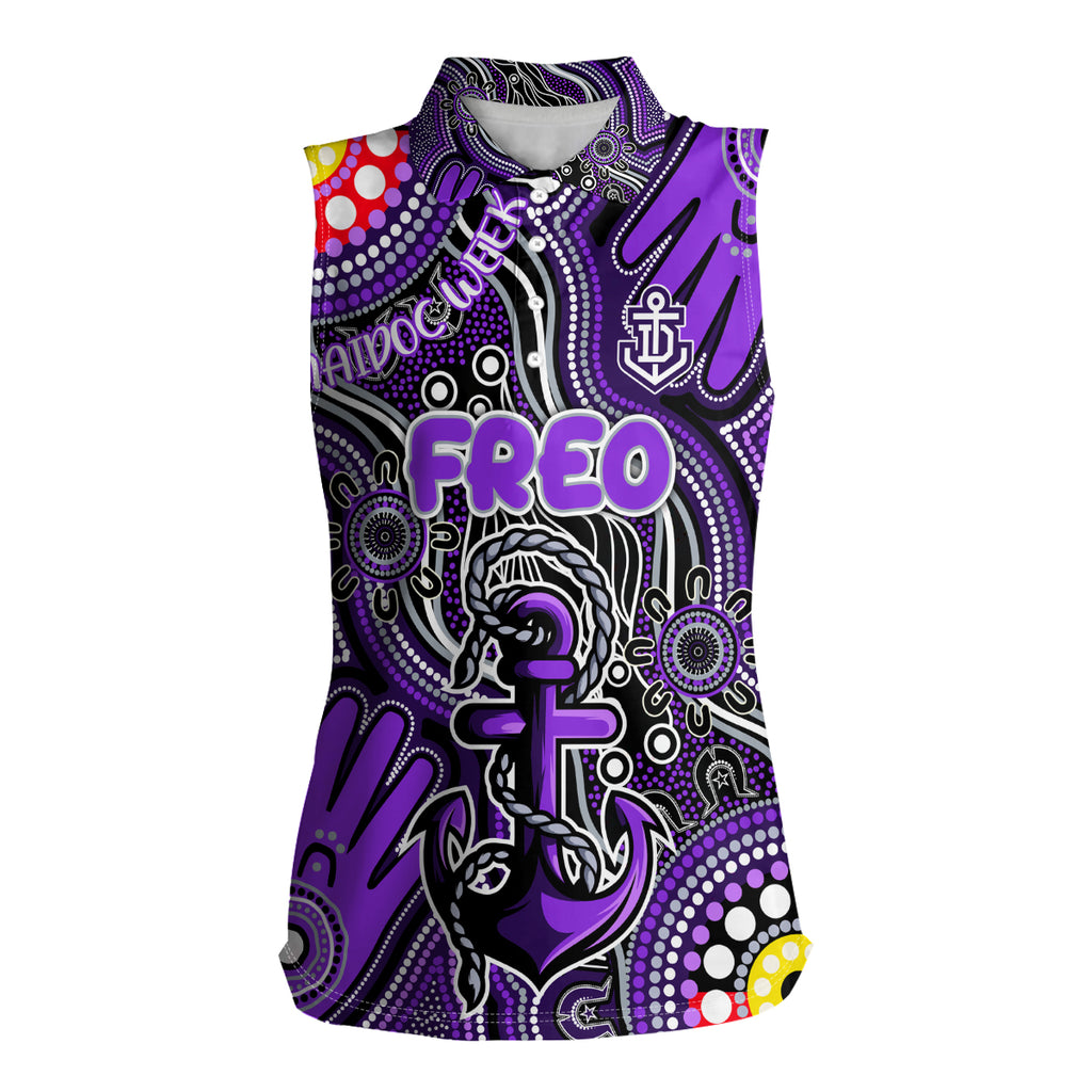 Personalised NAIDOC Week 2024 Fremantle Dockers Freo Women Sleeveless Polo Shirt Australian Aboriginal Hand Painting