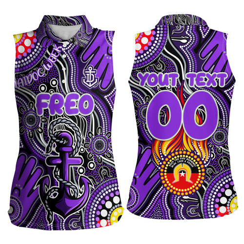 Personalised NAIDOC Week 2024 Fremantle Dockers Freo Women Sleeveless Polo Shirt Australian Aboriginal Hand Painting