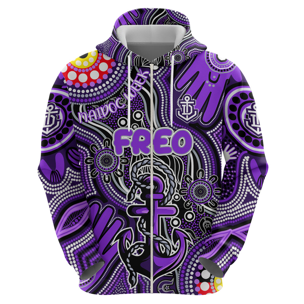 Personalised NAIDOC Week 2024 Fremantle Dockers Freo Zip Hoodie Australian Aboriginal Hand Painting
