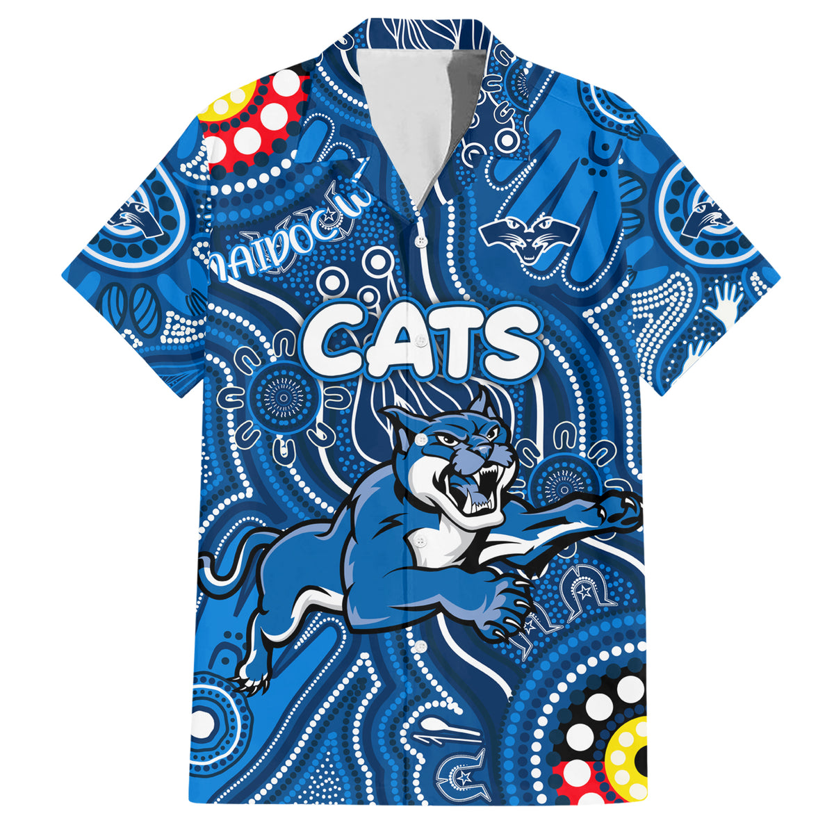 Personalised NAIDOC Week 2024 Geelong Cats Hawaiian Shirt Australian Aboriginal Hand Painting