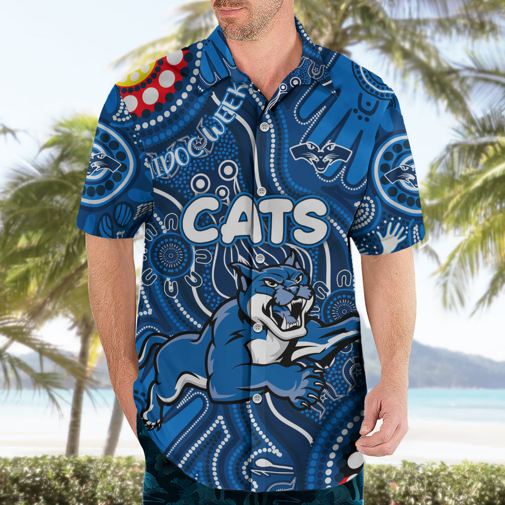 Personalised NAIDOC Week 2024 Geelong Cats Hawaiian Shirt Australian Aboriginal Hand Painting