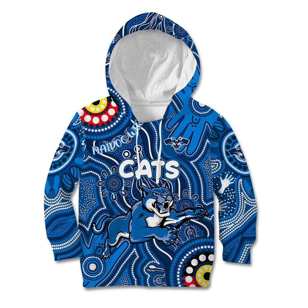 Personalised NAIDOC Week 2024 Geelong Cats Kid Hoodie Australian Aboriginal Hand Painting