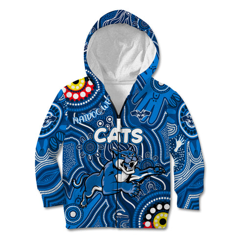 Personalised NAIDOC Week 2024 Geelong Cats Kid Hoodie Australian Aboriginal Hand Painting