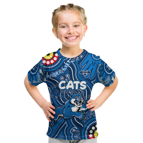 Personalised NAIDOC Week 2024 Geelong Cats Kid T Shirt Australian Aboriginal Hand Painting