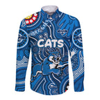 Personalised NAIDOC Week 2024 Geelong Cats Long Sleeve Button Shirt Australian Aboriginal Hand Painting