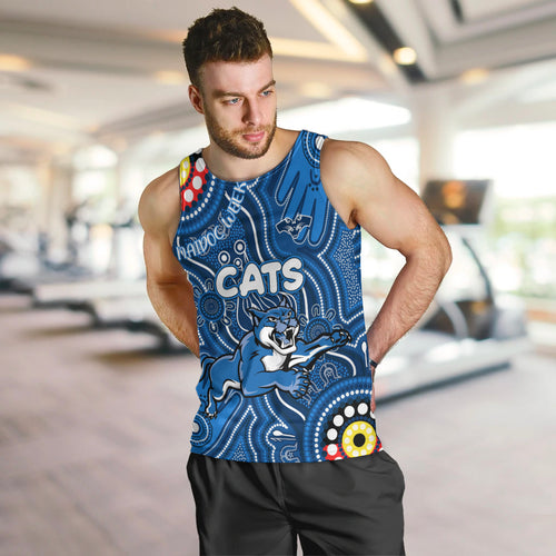 Personalised NAIDOC Week 2024 Geelong Cats Men Tank Top Australian Aboriginal Hand Painting
