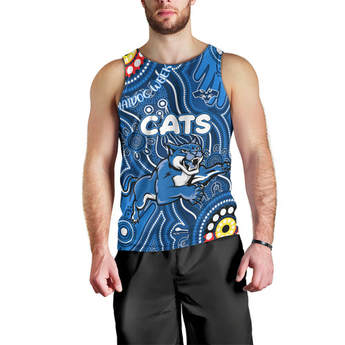 Personalised NAIDOC Week 2024 Geelong Cats Men Tank Top Australian Aboriginal Hand Painting