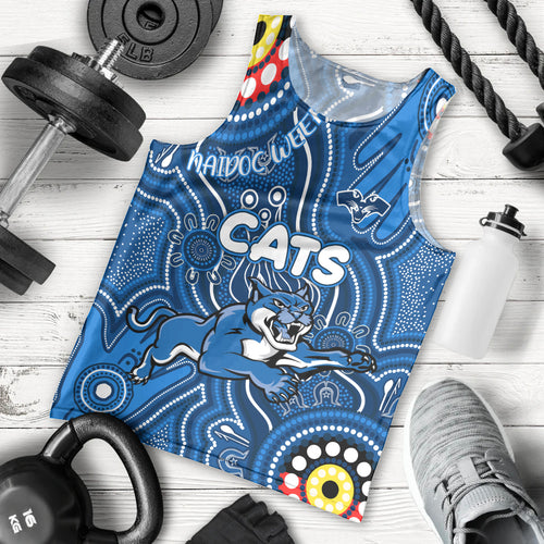 Personalised NAIDOC Week 2024 Geelong Cats Men Tank Top Australian Aboriginal Hand Painting