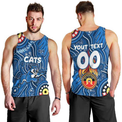 Personalised NAIDOC Week 2024 Geelong Cats Men Tank Top Australian Aboriginal Hand Painting