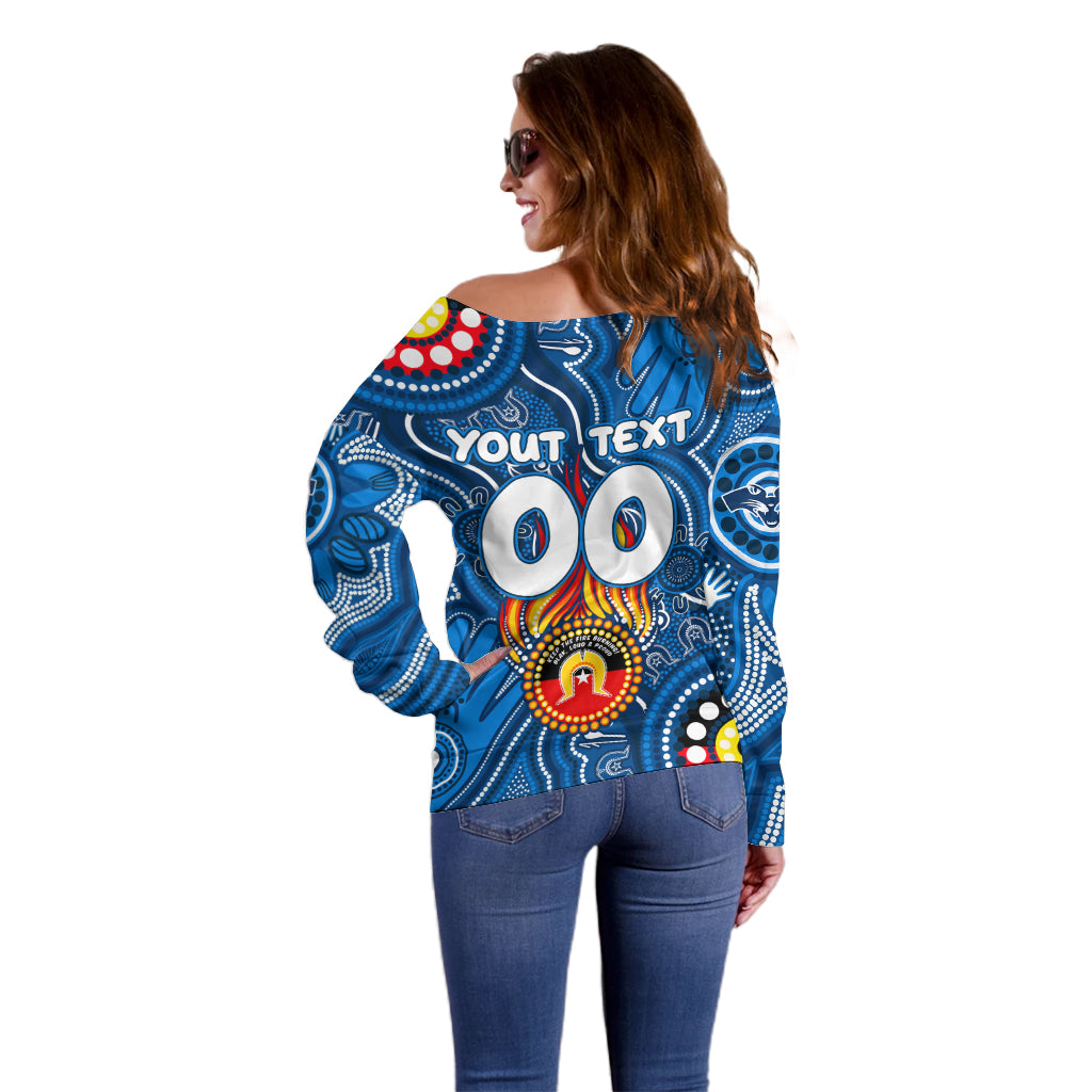 Personalised NAIDOC Week 2024 Geelong Cats Off Shoulder Sweater Australian Aboriginal Hand Painting