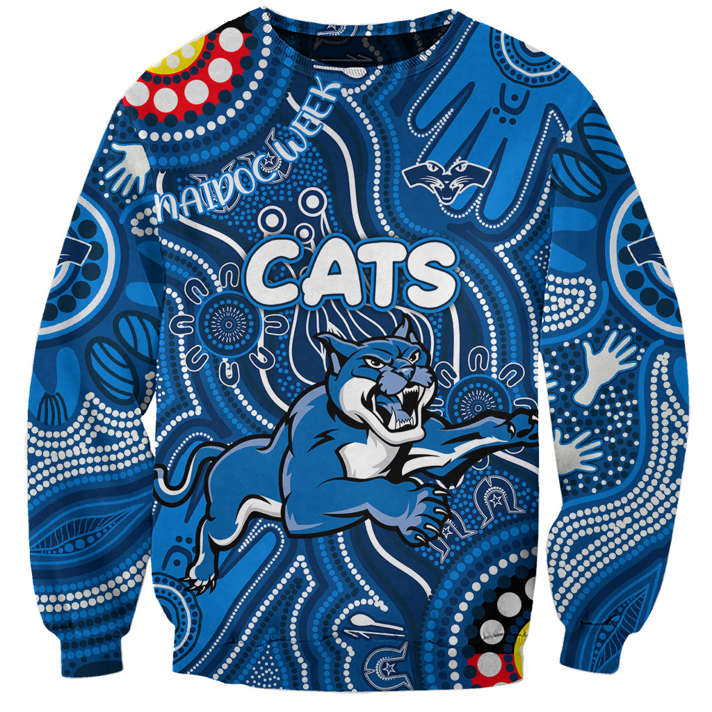 Personalised NAIDOC Week 2024 Geelong Cats Sweatshirt Australian Aboriginal Hand Painting