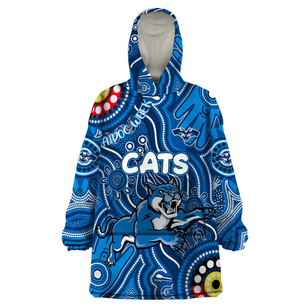 Personalised NAIDOC Week 2024 Geelong Cats Wearable Blanket Hoodie Australian Aboriginal Hand Painting