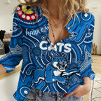 Personalised NAIDOC Week 2024 Geelong Cats Women Casual Shirt Australian Aboriginal Hand Painting