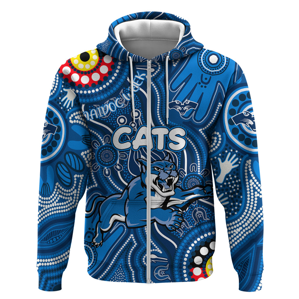 Personalised NAIDOC Week 2024 Geelong Cats Zip Hoodie Australian Aboriginal Hand Painting