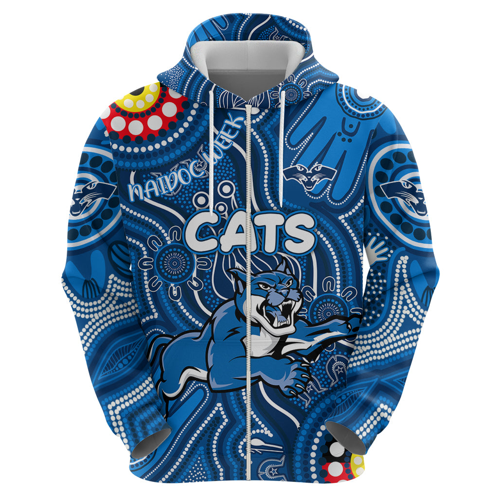 Personalised NAIDOC Week 2024 Geelong Cats Zip Hoodie Australian Aboriginal Hand Painting