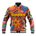 Personalised NAIDOC Week 2024 Gold Coast Suns Baseball Jacket Australian Aboriginal Hand Painting