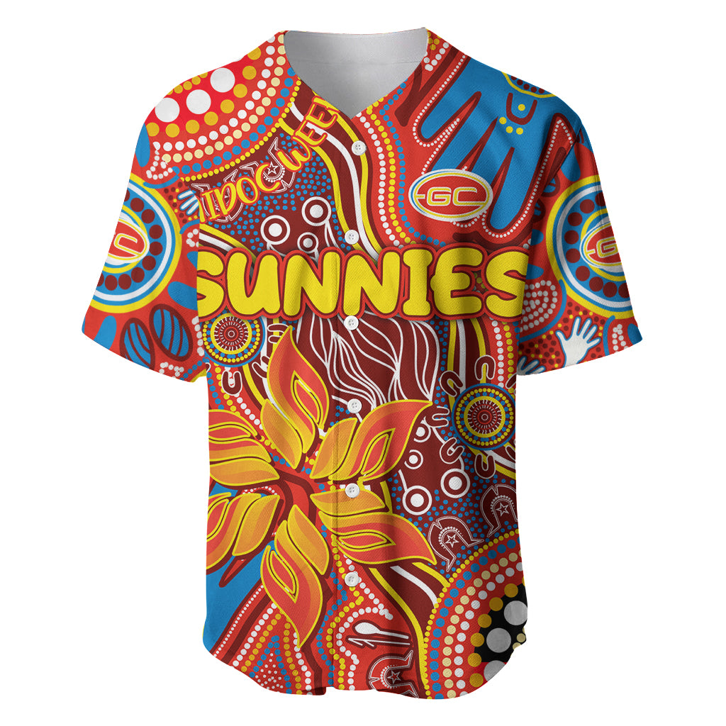 Personalised NAIDOC Week 2024 Gold Coast Suns Baseball Jersey Australian Aboriginal Hand Painting