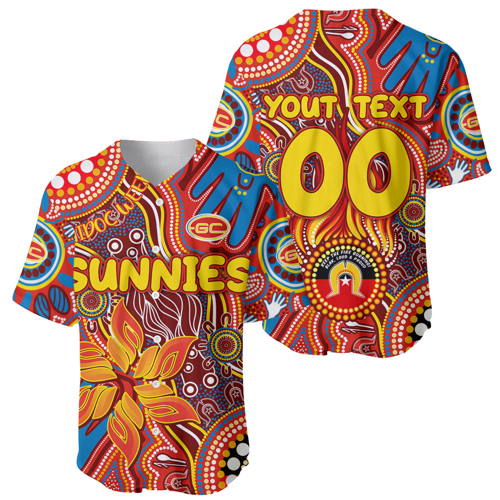 Personalised NAIDOC Week 2024 Gold Coast Suns Baseball Jersey Australian Aboriginal Hand Painting