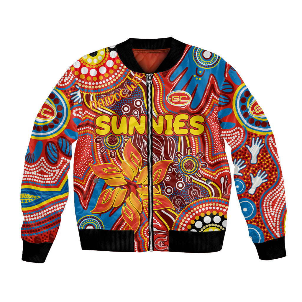 Personalised NAIDOC Week 2024 Gold Coast Suns Bomber Jacket Australian Aboriginal Hand Painting