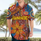 Personalised NAIDOC Week 2024 Gold Coast Suns Hawaiian Shirt Australian Aboriginal Hand Painting