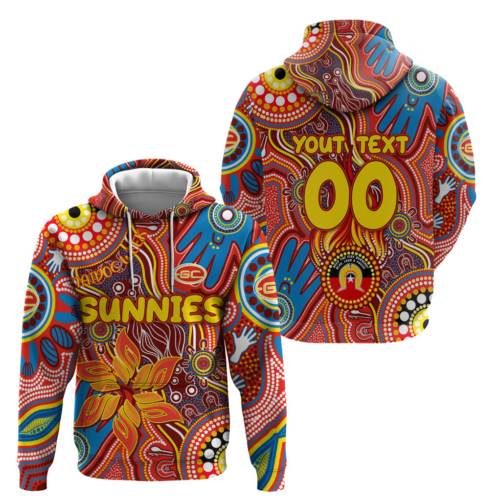 Personalised NAIDOC Week 2024 Gold Coast Suns Hoodie Australian Aboriginal Hand Painting